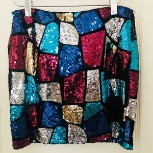 Multi colored sequins mini skirt (medium)